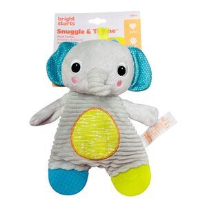 Bright Starts Elephant Teether Lovey Baby Toy Grey w/Circle Crinkle Tummy 9" New